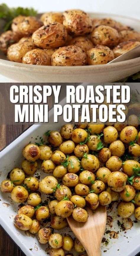 Roasted Whole Potatoes In Oven, Small Whole Potatoes Recipes, Small Oven Recipes, Small Patotoes Recipes, Roasted Mini Potatoes Oven Crispy, Mini Potatoes Roasted, Nibbler Potato Recipes, Roasted Tiny Potatoes In Oven, How To Cook Small Potatoes