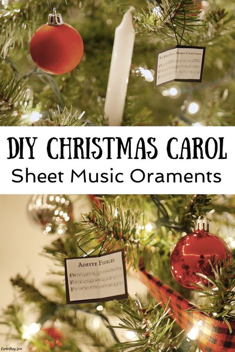 DIY Christmas Carol Sheet Music Ornaments Christmas Carols Decorations, Christmas Carol Themed Tree, A Christmas Carol Party Theme, A Christmas Carol Decorations, Red Buffalo Check Christmas Tree, Christmas Carol Decorations, Dickensian Christmas, A Christmas Carol Themes, Music Christmas Tree