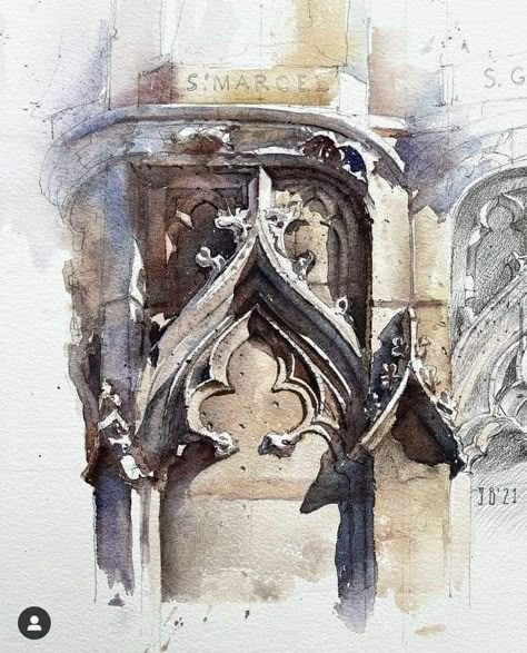 Julia Barminova, Italian Buildings, Watercolour Architecture, Watercolour Buildings, Watercolor Buildings, Architecture Watercolor, Architecture Sketchbook, Watercolor Architecture, Watercolour Ideas