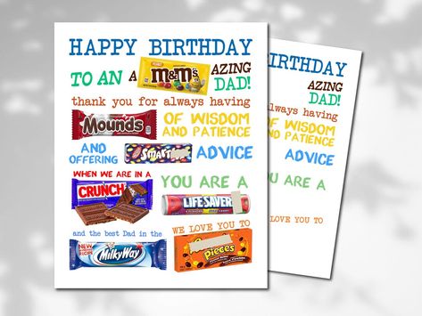 Dad Birthday Candy Poster Printable Party Decor Happy Birthday Dad Candy Gram Sign Birthday Candy Sign Funny Birthday Gift for Dad from Kids Birthday Candy Grams, Birthday Candy Poster, Retirement Candy, Candy Bar Poster, Gift For Dad From Kids, Candy Bar Posters, Bible Crafts Sunday School, Candy Bar Birthday, Candy Signs