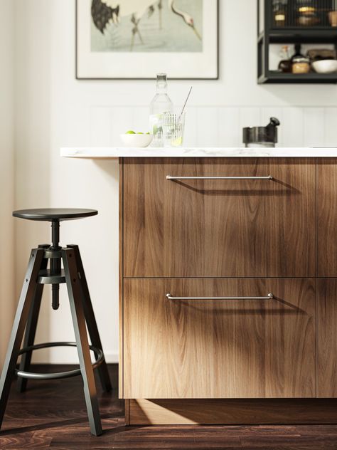 TISTORP brown walnut effect kitchen guide - IKEA CA Metod Kitchen, Fitted Kitchens, Kitchen Guide, Simple Kitchen Design, Walnut Kitchen, Kitchen Planner, Maroon Nails, Kitchen System, Drawer Space