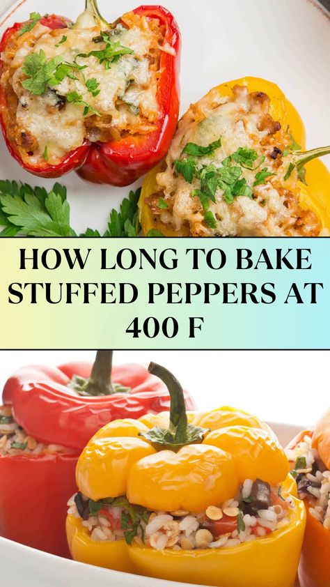 HOW LONG TO BAKE STUFFED PEPPERS AT 400 F How Long To Cook Stuffed Peppers In Oven, Cooking Stuffed Peppers, Types Of Peppers, Monterey Jack Cheese, Peppers Recipes, Great Appetizers, Eating Raw, Vegetable Recipes, Main Course