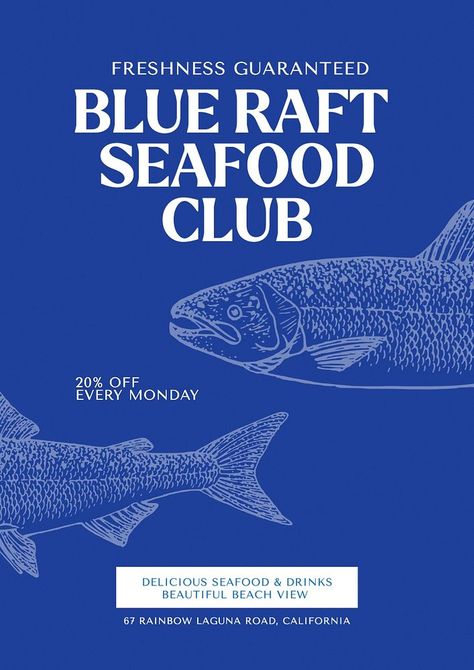 Seafood club poster template | premium image by rawpixel.com Seafood Poster Design, Fish Branding, Native Cafe, Seafood Illustration, Seafood Art, Creative Technology, Club Poster, Awesome Designs, Template Ideas