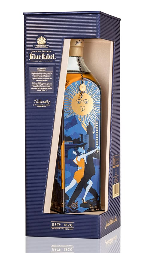 Premium Gift Box Design, Memphis Design Pattern, Johnnie Walker Blue Label, Whisky Packaging, Johnny Walker Blue Label, Vodka Labels, Johnnie Walker Blue, Liquor Gifts, Wine Packaging Design