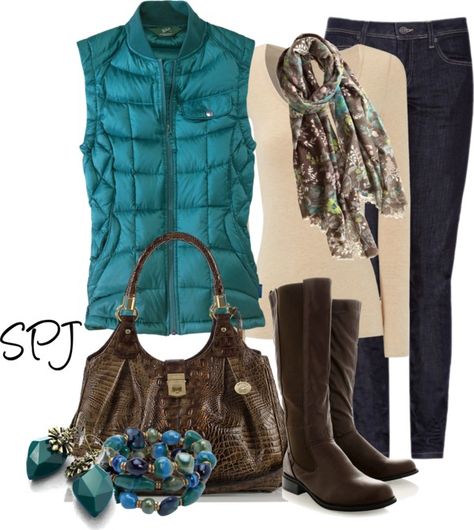 "Cozy Vest" by s-p-j on Polyvore Puffy Vest Outfit, Teal Vest, Vest Outfits For Women, Cozy Vest, Vest Outfit, Puffy Vest, 60 Fashion, Cute Outfits For School, Vest Outfits