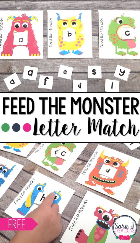 Feed the Monster Alphabet Match. A free way to practice matching upper and lowercase letters that preschool and kindergarten kids will love! #abcgames #alphabetfun Monster Alphabet, Feed The Monster, Free Printables For Kids, Monster Activities, Free Preschool Printables, Abc Activities, Alphabet Games, Alphabet Matching, Match Game