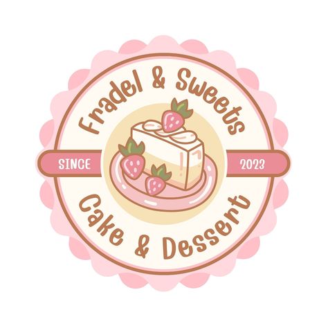 Pink Brown Cute Circle Cake and Dessert Logo - Templates by Canva Logo Design Dessert, Dessert Logo Ideas, Coffee And Cake Logo, Logo For Dessert Business, Brownie Logo Design Ideas, Baking Logo Ideas, Cute Bakery Logo, Logo Bakery Design, Cake Logo Design Graphics