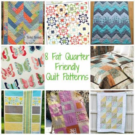 8 Fat Quarter Friendly Quilt Patterns Fat Quarter Projects Quilt, Fat Quarters Baby Quilt, Patch Quilt Patterns, Quilts Using Fat Quarters, Fat Quarter Quilt Patterns, Fat Quarter Sewing Projects, Sewing Patterns For Babies, Butterfly Quilt Pattern, Fat Quarter Quilts