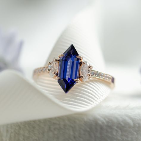 Lab grown sapphire engagement ring, Geometric marquise moissanite ring Blue Sapphire Gold Ring, Marquise Sapphire Engagement Ring, Marquise Sapphire Ring, Sapphire Marquise Engagement Ring, Sapphire Engagement Ring Marquise, Sapphire Marquise Ring, Sapphire Wedding Set, Geometric Engagement Ring, Blue Green Sapphire Ring