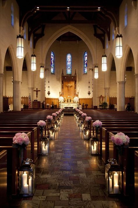 Follow us @SIGNATUREBRIDE on Twitter and on FACEBOOK @ SIGNATURE BRIDE MAGAZINE Wedding Church Aisle, Church Aisle, Decorate Wedding, Wedding Church Decor, Pew Decorations, Indoor Lanterns, Church Wedding Decorations, Aisle Flowers, Wedding Reception Flowers