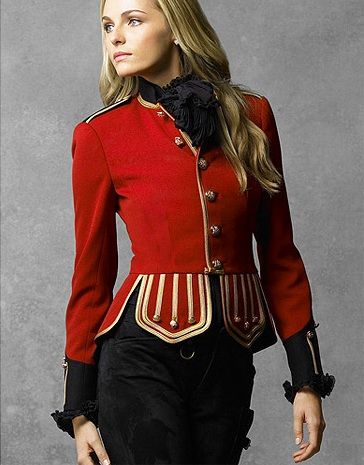 Military Jacket: Pair it with black skinny jeans and combat boots. I NEED it! Ralph Lauren Military Jacket, Military Inspired Fashion, Military Inspired, Steampunk Fashion, Military Fashion, Look Chic, Costume Design, Hands On, Black Pants