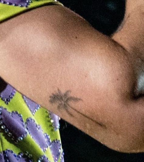 Harry Styles Palm Tree Tattoo, Harry Core, Harry Styles Tattoos, Harry Styles Nails, Palm Tattoos, Palm Tree Tattoo, Tree Tattoo, Tattoos Ideas, Arm Tattoo