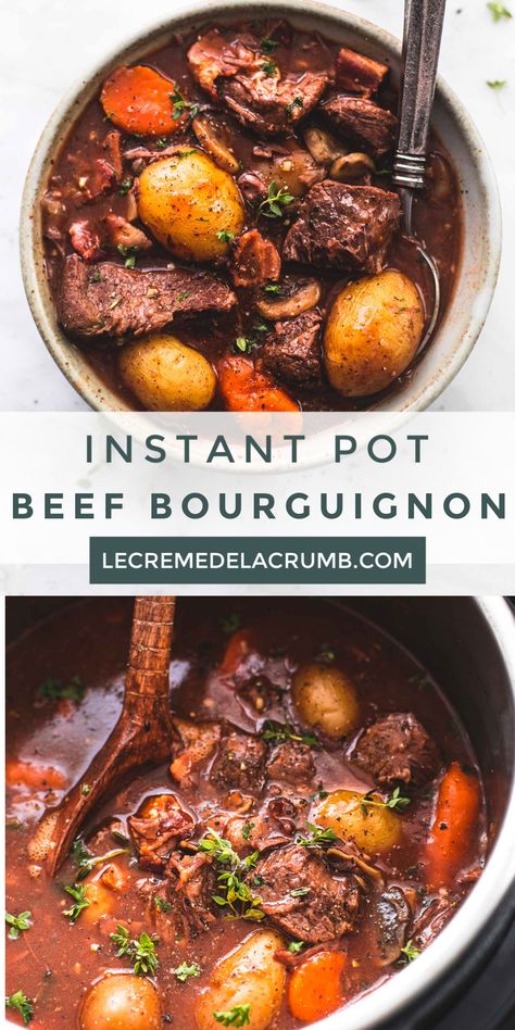 Instant Pot Beef Bourguignon Recipe, Keto Stew, Instant Pot Beef Bourguignon, Beef Bourguignon Recipe, French Recipe, Gourmet Dinner, Crockpot Recipes Beef, Beef Stew Recipe, Keto Foods