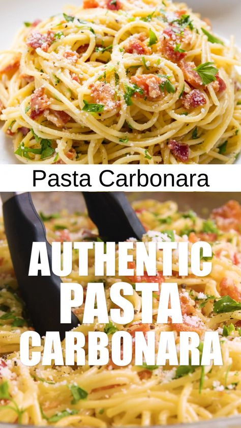 Dinner Recipe Pasta, Carbonara Recept, Authentic Pasta, Egg Sauce, Pasta Alla Carbonara, Resep Pasta, Recipe Pasta, Pasta Carbonara, Resep Diet