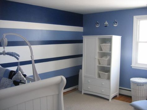 Nautical Bedding Sets, Striped Accent Walls, Painting Stripes On Walls, Baby Boy Nursery Bedding, Baby Boy Bedding Sets, Striped Nursery, Nursery Accent Wall, Boy Nursery Bedding, Stripe Wall