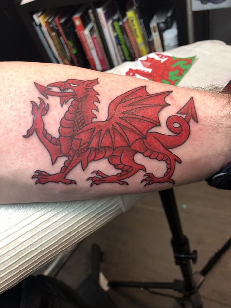 Wales Dragon Tattoo, Wales Tattoo, Welsh Dragon Tattoo, Holiday Tattoos, Welsh Tattoo, Wales Dragon, Dragon Tattoo Meaning, Dragon Tattoo Ideas, Red Dragon Tattoo