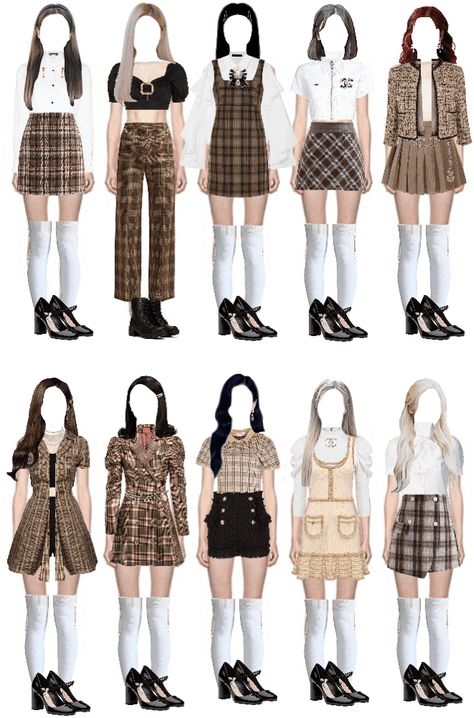 Twice I can’t stop me inspiration| Brown🤎 outfit ideas | Kpop Brown Outfit, Twice Brown Outfit, Twice Outfits Stage I Can't Stop Me, I Can't Stop Me Twice Outfits, Brown Korean Outfit, Korean Preppy Outfits, Meangirls Inspired Outfit, Casual Kpop Outfits, Twice Outfit Ideas