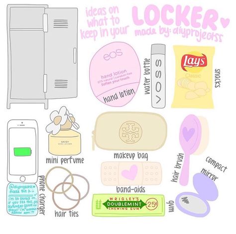 Locker Inspiration, Preppy Locker, Highschool Tips, Locker Stuff, Locker Essentials, School Locker Decorations, Middle School Lockers, High School Lockers, Small Lockers