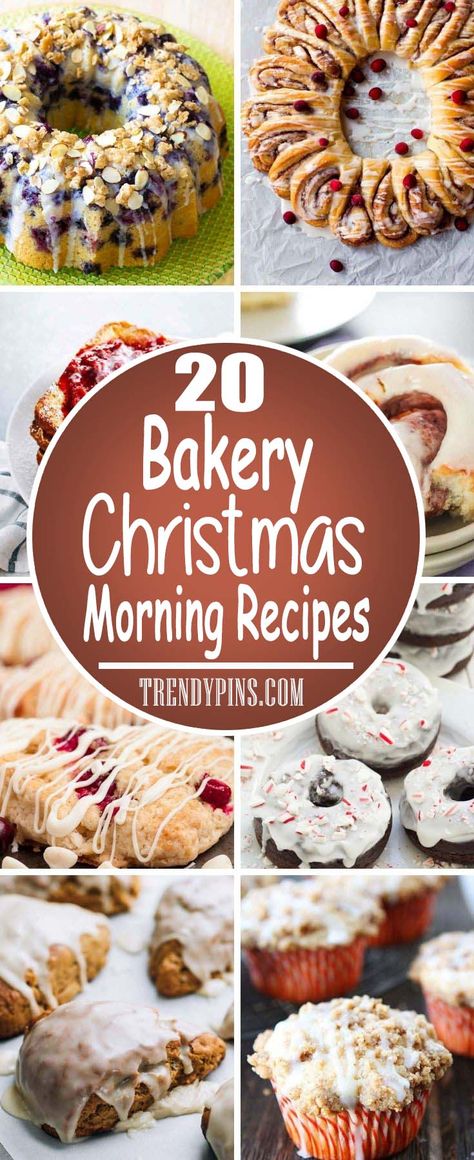 20 Bakery Christmas Morning Recipes #Christmas #breakfast #recipes #trendypins Christmas Breakfast Ideas Mornings, Sweet Christmas Breakfast, Christmas Breakfast Treats, Christmas Breakfast Sweets, Christmas Breakfast Desserts, Christmas Breakfast Pastries, Christmas Breakfast Recipes, Blueberry Croissant Bake, Christmas Morning Recipes