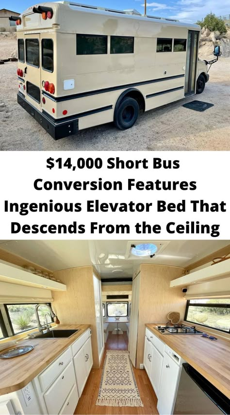 Bus Turned Into Camper, Short Bus Camper Layout, Mini Skoolie Conversion Floor Plans, Small Bus Camper Conversion, Short Bus Floor Plan, Rv Bus Conversion, Bus Conversions Ideas, Short Schoolie Conversion, Mini Bus Conversion Floor Plans