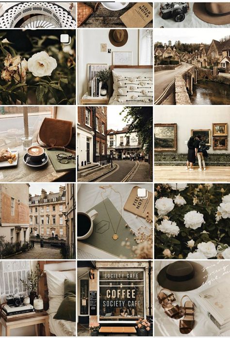 Instagram feed @polly.florence with vintage tones Instagram Palette Theme, Instagram Asthetics, Vintage Aesthetic Instagram Feed, Vintage Ig Feed, Vintage Instagram Feed, Vintage Instagram Feed Ideas, Brown Instagram Feed, Aesthetic Instagram Feed Ideas Vintage, Vintage Shop Instagram Feed