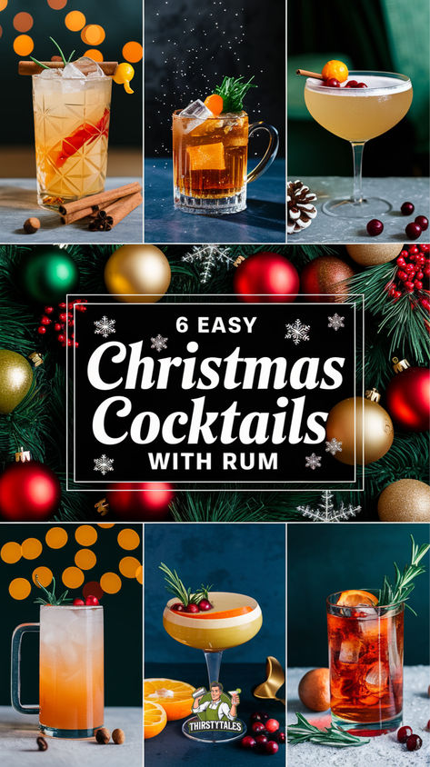 "Discover 6 easy Christmas cocktails with rum that will elevate your holiday  celebrations! From refreshing Malibu Rum cocktails to cozy spiced rum  eggnog, these festive drinks are perfect for any gathering. Try our coconut rum holiday drink for a tropical twist, or indulge in spiced rum Christmas drinks that warm the soul. Don’t miss out on hot holiday cocktails and easy rum mixed drinks that will impress your guests. Cheers to delicious Rum Bars Recipe and festive Rum Chats Christmas drinks!" Best Malibu Rum Drinks, Rum Christmas Drinks, Christmas Cocktails With Rum, Dark Rum Recipes, Rum Drinks Easy Cocktails, Rum Cocktail Recipes Easy, Malibu Rum Punch, Malibu Rum Cocktails, Drinks With Malibu Rum