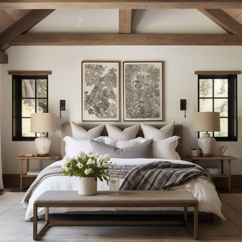 Art Above Master Bed Ideas, Art Work Above King Bed, Master Bed Above Bed Decor, Decorate Wall Opposite Bed, Large Frame Above Bed, Two Photos Above Bed, Large Wall Behind Bed Decor, Modern Farmhouse Bedroom Decor Wall Art, Artwork Above Master Bed