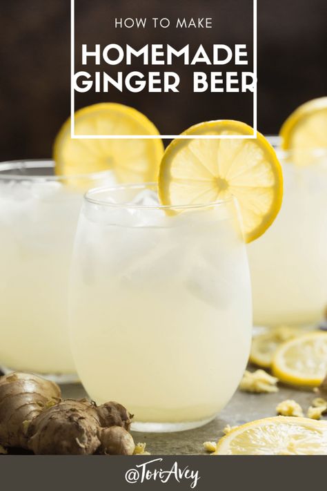 Homemade Ginger Beer, Homemade Horchata, Ginger Beer Recipe, Homemade Ginger Ale, Beer Ingredients, Easy Alcoholic Drinks, Beer Drinks, Beer Recipe, Homemade Syrup