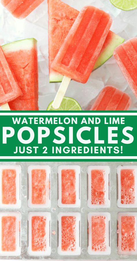 Homemade watermelon and lime popsicles are super yummy and thirst quenching. These pops are such a fun and easy healthy treat for Summertime! Making your own popsicles with real fruits, you can avoid all of the dyes, artificial flavorings and sweeteners you typically find in store-bought popsicles. This recipe is about as simple and healthy as you can get because it literally just calls for watermelon and a hint of fresh squeezed lime juice for a little kick! Watermelon Popsicle Recipes, Healthy Fudgesicles, Watermelon Popsicles Recipe, Easy Popsicle Recipes, Lime Popsicles, Healthy Summer Treats, Easy Popsicles, Watermelon Pops, Watermelon Popsicles