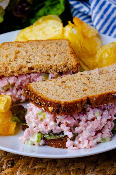 Southern Ham Salad - A Southern Soul % Iowa Ham Salad, Southern Ham Salad, Southern Style Ham Salad, Ham Spread Recipe Salad Sandwich, Chopped Ham Sandwich, Ham Salad Recipe Easy, Honey Baked Ham Salad Recipe, Ham Salad Recipe Pioneer Woman, Homemade Ham Salad