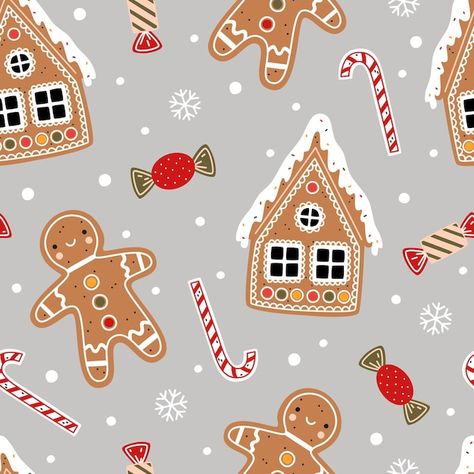 Christmas Print Pattern, Gingerbread Color Palette, Seamless Christmas Pattern, Gingerbread City, Candy Cane Gingerbread, Gingerbread House Candy, Christmas Abstract, Christmas Seamless Pattern, Vector Christmas