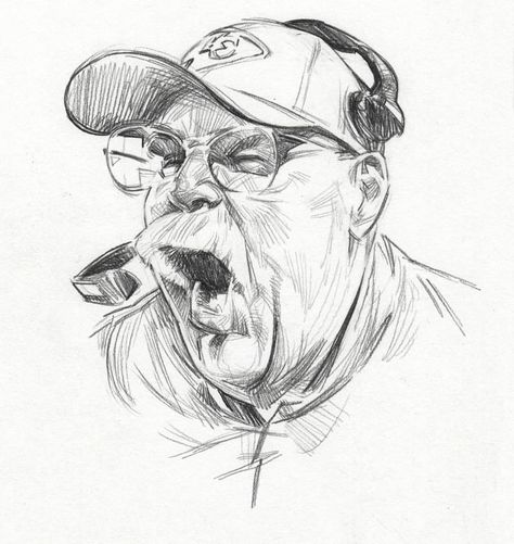 Dave Malan, Christian Okoye, Derrick Thomas, Cityscape Drawing, Go Chiefs, Drawing Cartoon Faces, 얼굴 그리기, Face Sketch, Portrait Sketches