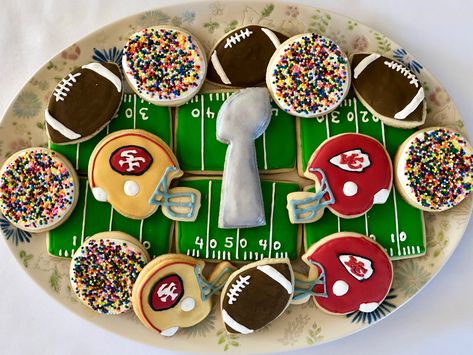 Superbowl Cookie Ideas, Superbowl Cookies Decorated, Super Bowl Cookies Decorated, 49ers Cookies, Super Bowl Sugar Cookies, Superbowl Cookies, Super Bowl Sugar Cookies Decorated, Superbowl Sugar Cookies, Nfl Cookies