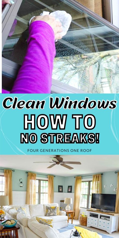 How to clean windows without streaks! I use a simple cleaning solution and a special baby item to get my windows squeaky clean in seconds. #howtocleanwindows #bestwaytocleanwindows Best Window Cleaning Solution, Clean Windows Without Streaks, Window Washing Solution, Cleaning Outside Windows, Best Window Cleaner, Window Cleaning Tips, Window Cleaner Homemade, Streak Free Windows, Window Cleaning Solutions