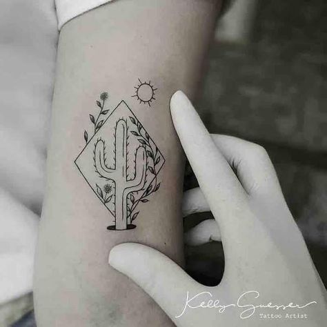 Cactus Tattoos, Desert Tattoo, Arizona Tattoo, Vegas Tattoo, 16 Tattoo, Cactus Tattoo, Compass Tattoo Design, Western Tattoos, Modern Tattoos