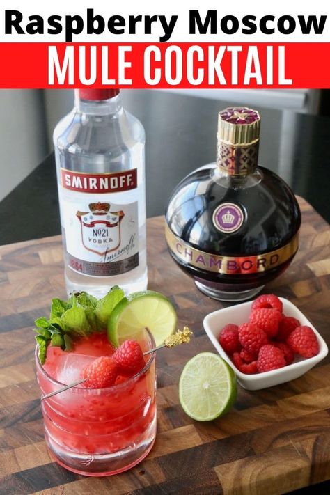 Chambord Recipes, Chambord Liqueur, Raspberry Drink, Vodka Recipes Drinks, Raspberry Cocktail, Moscow Mule Cocktail, Moscow Mule Recipe, Mule Cocktail, Mule Recipe