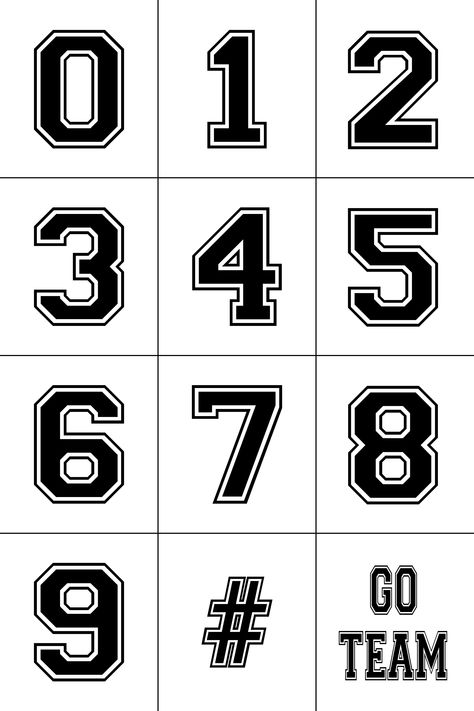 Varsity Numbers Varsity Number Tattoo, Varsity Numbers Font, Font Ideas Numbers, Numbers Font Design, Block Numbers Font, 6 Number Design, 8 Number Design, Number Fonts Design, Jersey Numbers Font