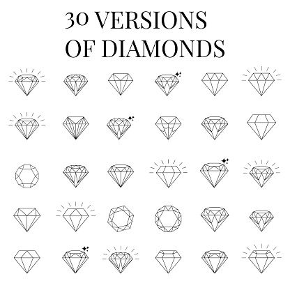 Vector Art : Diamond  icons set, design                                                                                                                                                                                 More Tattoos Meaning Strength, Dragon Tattoo Back, Tiny Bird Tattoos, Diamond Tattoo, Astrology Tattoo, Icon Set Design, Diamond Icon, Back Piece Tattoo, Diamond Tattoos