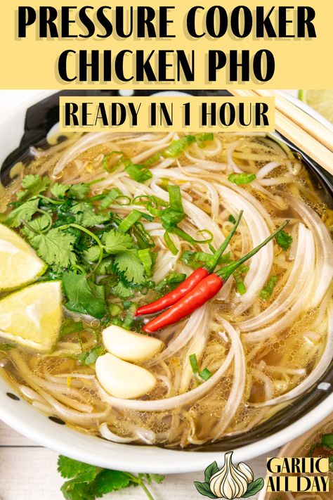 Warm up with this Pressure Cooker Chicken Pho recipe!

Satisfy your cravings with this hearty and flavorful dish. Made with tender chicken, aromatic spices, and fresh herbs, this pho is the perfect comfort food for a cold day.

Plus, it's a breeze to make in your pressure cooker, so you can enjoy a warm and satisfying meal without spending hours in the kitchen. Try it out tonight and share your creations with us!

🍜🍗🌿

#PhoRecipe #PressureCooker #ComfortFood Chicken Pho Recipe Instant Pot, Pho Soup Recipe Chicken, Crockpot Pho, Instant Pot Chicken Pho, Pressure Cooker Pho, Chicken Pho Recipe, Garlicky Chicken, Pho Soup Recipe, Pho Spices