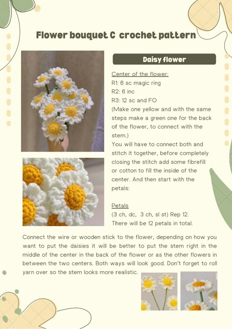 Flower Crochet Pattern Free Diagram, Crochet Sale Ideas, Crochet Quick Gifts, Crochet Bouquet Pattern Free, Crochet Flower Patterns Easy, Crochet Flowers Free Pattern Easy, Flower Bouquet Crochet Pattern, Crochet Flower Bouquet Free Pattern, Crochet Flowers For Beginners