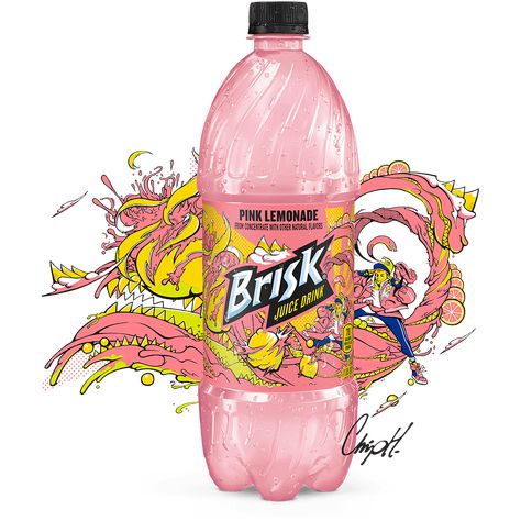 Brisk Pink Lemonade | BRISK Brisk Lemonade, Burr Basket, Grocery Products, Funnel Cakes, Apple Pies, Funnel Cake, Juice Drinks, Ice Tea, Fruit Punch