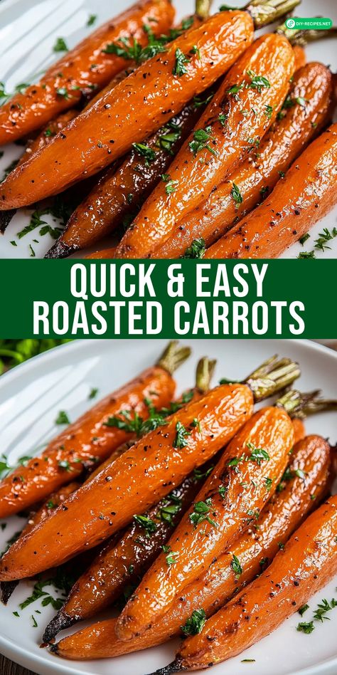 Whip up Quick & Easy Roasted Carrots in under 30 minutes! A delicious side dish that’s full of natural sweetness and flavor. Roasting Carrots In The Oven, Carrots Roasted In Oven, Best Cooked Carrots Recipe, Long Carrots Recipe, The Best Roasted Carrots, Whole 30 Carrots, Roasting Carrots, Buttery Carrots, Best Roasted Carrots