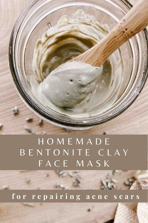 Bentonite Clay Face Mask for Repairing Acne Scars - Essentials for our Life Diy Clay Mask Recipes, Diy Bentonite Clay Mask, Natural Face Mask Recipes, Bentonite Clay Face Mask, Clay Mask Recipe, Diy Clay Mask, Acne Scar Mask, Diy Face Wash, Bentonite Clay Mask