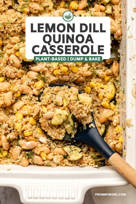 Quinoa Dump Dinner, Vegan Quinoa Bake, Vegan Quinoa Casserole Recipes, Vegetarian Dump And Bake, Vegan Dump And Bake, Vegan Quinoa Recipes, Vegan Casseroles, Cheesy Broccoli Rice Casserole, Fodmap Vegan