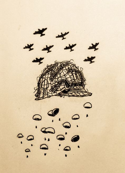 Band Of Brothers Tattoo, Band Of Brothers Drawing, Ww2 Drawings, Ww2 Tattoo, Airborne Tattoos, Tank Drawing, Project Cover Page, Historical Drawings, Army Images