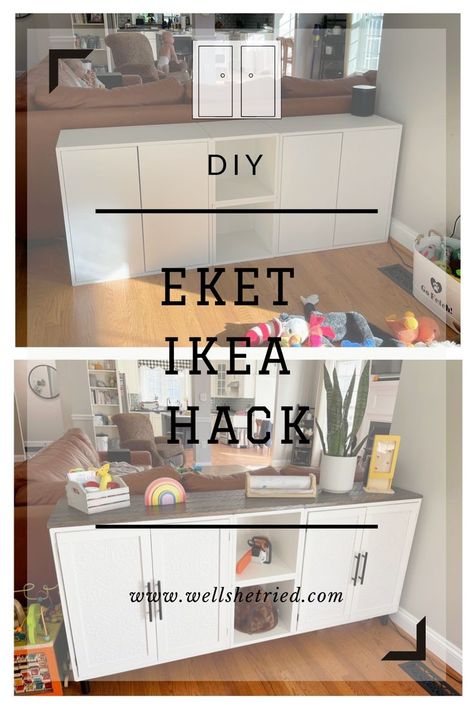 Eket Cubes, Ikea Sideboard Hack, Ikea Eket Hack, Eket Ikea, Eket Cabinet, Ikea Sideboard, Ikea Cubes, Handy Andy, Ikea Laundry Room