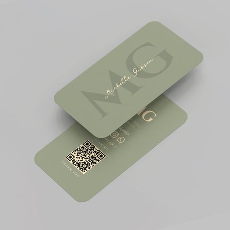 Modern Elegant Professional Monogram Sage  Business Card Lawyer Business Card, Qr Code Business Card, Elegant Monogram, Modern Monogram, Beauty Salon Design, Black Business Card, Green Business, Business Card Branding, Cards Ideas