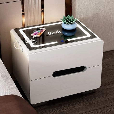 Living Room Smart Bedside Table Bedroom Furniture Storage Nightstands Simple Modern Wireless Rechargeable Hotel Bedside Cabinet _ - AliExpress Mobile Modern Side Table Bedroom, Kids Room Bed, Simple Nightstand, Bedside Table Decor, Bedroom Storage Cabinets, Smart Bed, Rustic Side Table, Side Table Decor, Modern Bedside Table