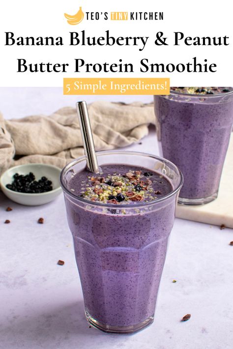 Summer Protein Smoothie, Amazing Smoothie Recipes, Purple Smoothie, Peanut Butter Blueberry, Banana Protein Shake, Peanut Butter Shake, Charred Broccoli, Banana Protein Smoothie, Blueberry Banana Smoothie