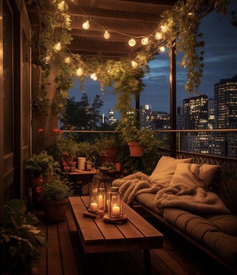 Balcony Aesthetic, Cozy Balcony, Home Decor Apartment, Home Decor Ideas Living Room, Apartment Patio, Kitchen Home Decor, Small Balcony Decor, Home Decoration Ideas, Home Decor Modern